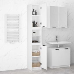 Berkfield Home Bathroom Cabinet White 32x34x188.5 cm Engineered Wood - thumbnail 4