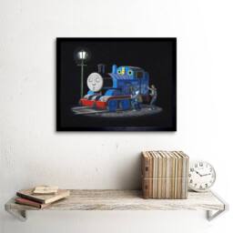 "Artery8 Banksy Thomas Tank Engine Graffiti Street 12x16"" Framed Wall Art Print in Blue - Size: W12"" x H16""" - thumbnail 2