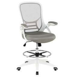 Costway Ergonomic Mesh Office Chair Adjusting Swivel Drafting Chair Task Chair in White - thumbnail 1