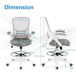 Costway Ergonomic Mesh Office Chair Adjusting Swivel Drafting Chair Task Chair in White - thumbnail 3