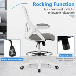 Costway Ergonomic Mesh Office Chair Adjusting Swivel Drafting Chair Task Chair in White - thumbnail 6