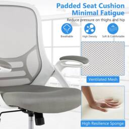 Costway Ergonomic Mesh Office Chair Adjusting Swivel Drafting Chair Task Chair in White - thumbnail 4