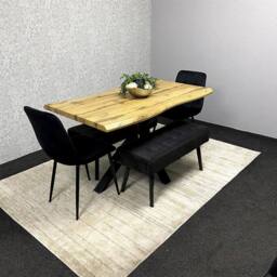 KOSY KOALA Dining Table Set with 2 Black Chairs & 2 benches Dining Furniture in Brown - thumbnail 1