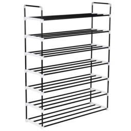 Berkfield Home Shoe Rack with 7 Shelves Metal & Plastic Black - thumbnail 2