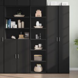 Berkfield Home Highboard Black 45x41x185 cm Engineered Wood - Size: 45 x 41 x 185 cm - thumbnail 1