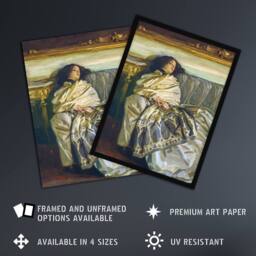 Artery8 Nonchaloir Reclined Portrait Sargent Framed Wall Art Print - Size: A4 - thumbnail 2