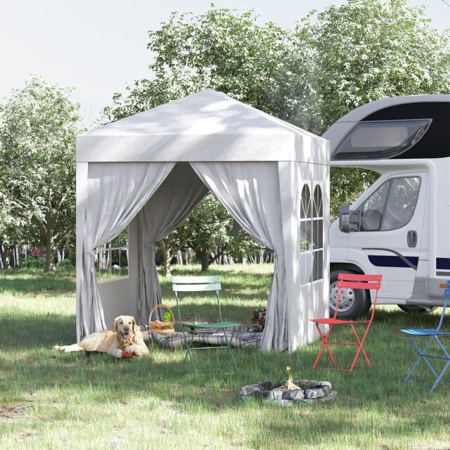 OUTSUNNY 2mx2m Pop Up Gazebo Party Tent Canopy Marquee with Storage Bag in White - image 1