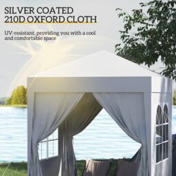 OUTSUNNY 2mx2m Pop Up Gazebo Party Tent Canopy Marquee with Storage Bag in White - thumbnail 6