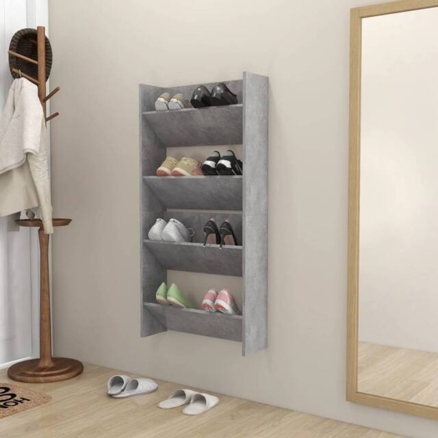 Berkfield Home Wall Shoe Cabinets 2 pcs Concrete Grey 60x18x60 cm Engineered Wood - Size: 60 x 18 x 60 cm - image 1