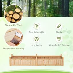 Gymax Wood Raised Garden Bed Large Planter Box With Divider-Natural in Light Khaki - thumbnail 7