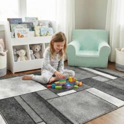 MCC Direct Short Pile Rectangular Mosaic Pattern Rug Indoor 6 sizes in Grey - Size: 80 cm x 150 cm - thumbnail 5