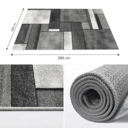 MCC Direct Short Pile Rectangular Mosaic Pattern Rug Indoor 6 sizes in Grey - Size: 80 cm x 150 cm - thumbnail 9