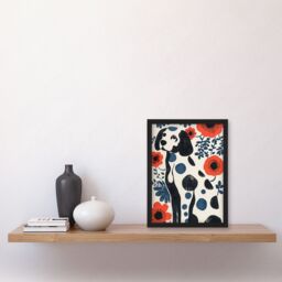 "Artery8 Dog Lover Dalmatian Abstract Floral Portrait Framed Art Print - Size: W12"" x H16""" - thumbnail 4