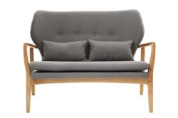 Orsina Grey Sofa With Birchwood Frame, Comfy Fabric Seat, Easy to Clean Buttoned Sofa, Long-lasting Small Sofa - thumbnail 1