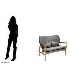 Orsina Grey Sofa With Birchwood Frame, Comfy Fabric Seat, Easy to Clean Buttoned Sofa, Long-lasting Small Sofa - thumbnail 4