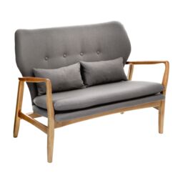 Orsina Grey Sofa With Birchwood Frame, Comfy Fabric Seat, Easy to Clean Buttoned Sofa, Long-lasting Small Sofa - thumbnail 3