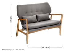 Orsina Grey Sofa With Birchwood Frame, Comfy Fabric Seat, Easy to Clean Buttoned Sofa, Long-lasting Small Sofa - thumbnail 6