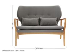 Orsina Grey Sofa With Birchwood Frame, Comfy Fabric Seat, Easy to Clean Buttoned Sofa, Long-lasting Small Sofa - thumbnail 5