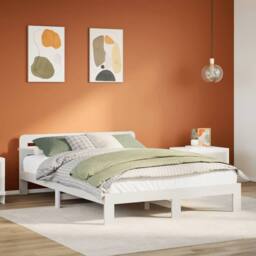 Berkfield Home Decorative Bed Frame without Mattress White 150x200 cm King Size - thumbnail 2
