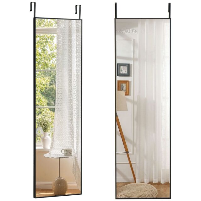 Costway 2 IN1 Full Length Mirror Over the Door Dressing Mirror Wall Mounted Mirror in Black - image 1