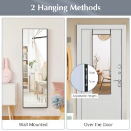 Costway 2 IN1 Full Length Mirror Over the Door Dressing Mirror Wall Mounted Mirror in Black - thumbnail 4