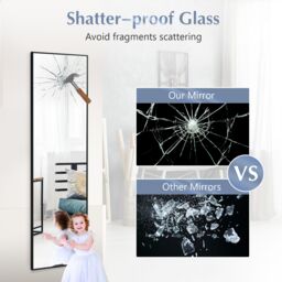 Costway 2 IN1 Full Length Mirror Over the Door Dressing Mirror Wall Mounted Mirror in Black - thumbnail 5
