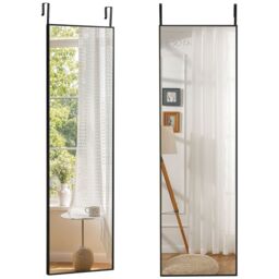 Costway 2 IN1 Full Length Mirror Over the Door Dressing Mirror Wall Mounted Mirror in Black - thumbnail 1