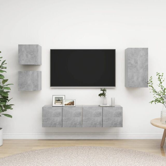 Berkfield Home 5 Piece TV Cabinet Set Concrete Grey Engineered Wood - image 1