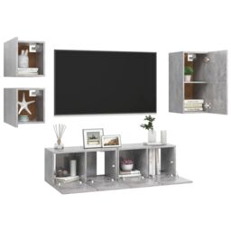 Berkfield Home 5 Piece TV Cabinet Set Concrete Grey Engineered Wood - thumbnail 3