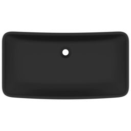 Berkfield Home Luxury Basin Rectangular Matt Black 71x38 cm Ceramic - thumbnail 3