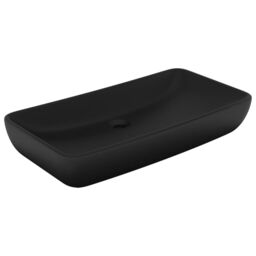 Berkfield Home Luxury Basin Rectangular Matt Black 71x38 cm Ceramic - thumbnail 2