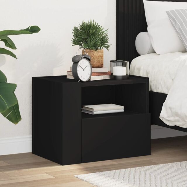Berkfield Home Wall-mounted Bedside Cabinet Black 45x30x35 cm - Size: 45 x 30 x 35 cm - image 1