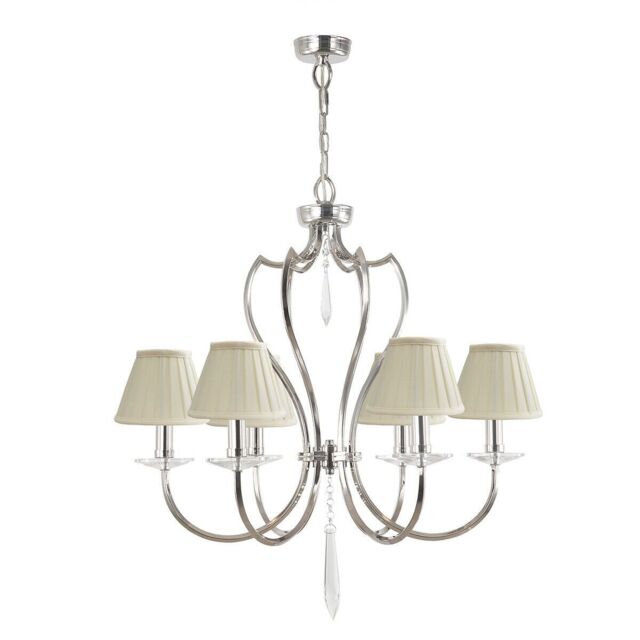 Loops 6 Bulb Chandelier LIght Highly Polished Nickel LED E14 60W in Metallics