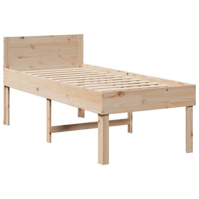 Berkfield Home Decorative Bed Frame without Mattress 90x190 cm Single Solid Wood Pine in Light Tan - image 1