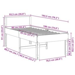 Berkfield Home Decorative Bed Frame without Mattress 90x190 cm Single Solid Wood Pine in Light Tan - thumbnail 9