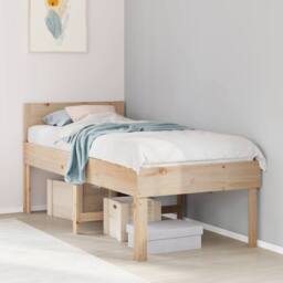 Berkfield Home Decorative Bed Frame without Mattress 90x190 cm Single Solid Wood Pine in Light Tan - thumbnail 2