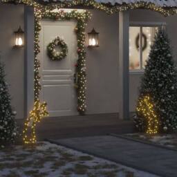 Berkfield Home Green Christmas Light Decoration with Spikes Meteor 80 LEDs 62 cm - thumbnail 2