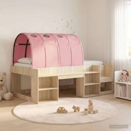 Berkfield Home Kids'High Bed Frame with Storage 3 pcs Sonoma Oak & Pink in Brown - thumbnail 1