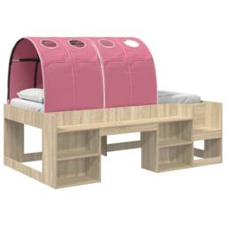 Berkfield Home Kids'High Bed Frame with Storage 3 pcs Sonoma Oak & Pink in Brown - thumbnail 2