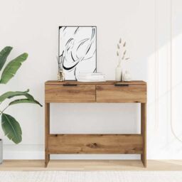 Berkfield Home Console Table Artisan Oak 90x36x75 cm Engineered Wood in Brown - Size: 90 x 36 x 75 cm - thumbnail 3