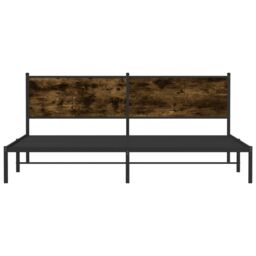 Berkfield Home Metal Bed Frame without Mattress Smoked Oak 193x203 cm in Brown - thumbnail 5