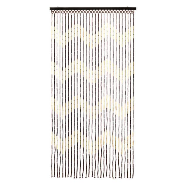 JVL Provence Door Curtain - Zig Zag in Light Brown - Size: 90 cm width x 175 cm drop - image 1