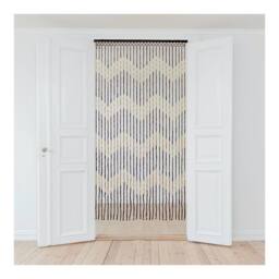 JVL Provence Door Curtain - Zig Zag in Light Brown - Size: 90 cm width x 175 cm drop - thumbnail 2