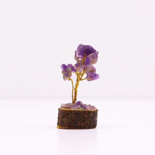 KDMD Mini Gemstone Tree On Wood Base - Amethyst (15 stones) in Purple - image 1