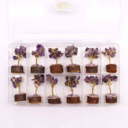 KDMD Mini Gemstone Tree On Wood Base - Amethyst (15 stones) in Purple - thumbnail 4