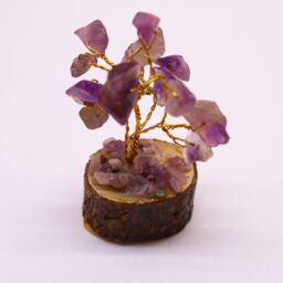 KDMD Mini Gemstone Tree On Wood Base - Amethyst (15 stones) in Purple - thumbnail 3