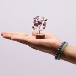 KDMD Mini Gemstone Tree On Wood Base - Amethyst (15 stones) in Purple - thumbnail 2