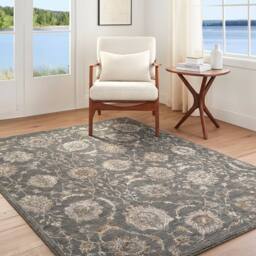 Livabliss Arda-Vintage Brown Grey Blue Traditional Boho Fringe Living Rug - Size: 153 cm x 220 cm - thumbnail 1