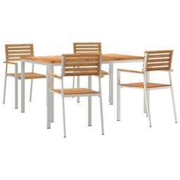 Berkfield Home 5 Piece Garden Dining Set Solid Wood Teak in Brown - thumbnail 1