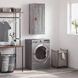 Berkfield Home Wall Mounted Cabinet Grey Sonoma 34.5x34x90 cm Engineered Wood - thumbnail 2